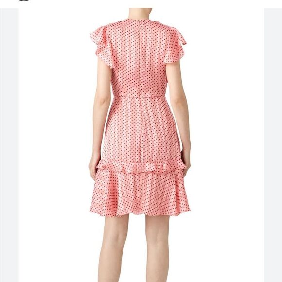 Monique Lhullier Pink Polka Dot Ruffle Mini Dress | Size 8 - Picture 2 of 13